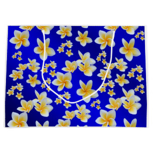 blue,asian, yellow, white, bloom, bright, gold, fl large gift bag