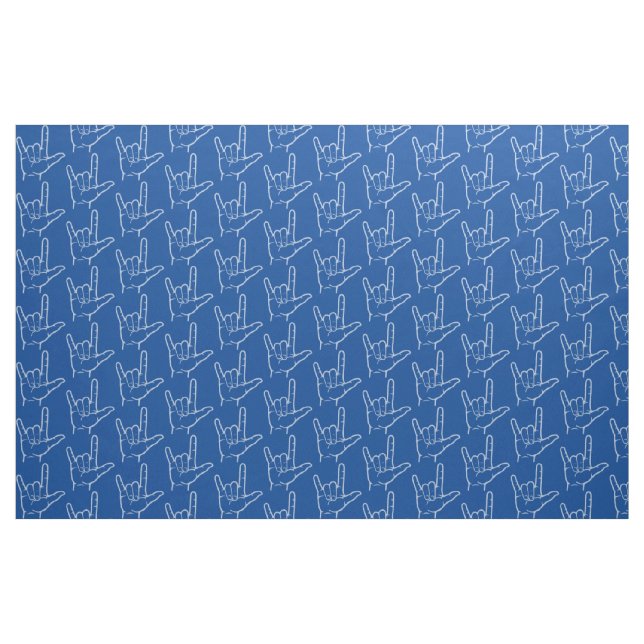 Blue ASL I Love You Patterned Fabric (Yard)