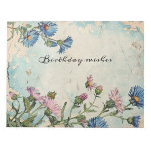 Blue Aster Birth flower September Floral Frame Notepad