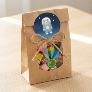 Blue Astronaut Bear Space Baby Shower Classic Round Sticker