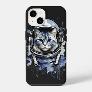 Blue Astronaut Cat Splash Design iPhone 14 Case