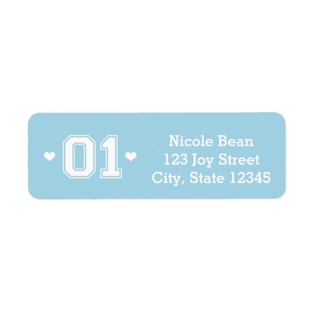 Blue Athletic 01 1st Birthday Address Labels (Front)