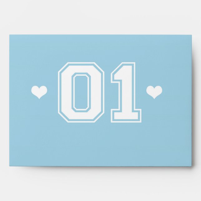 Blue Athletic 01 1st Birthday Invitation Envelopes (Front)