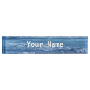 Blue Atlantic Ocean Waves Clouds Sky Photograph Nameplate