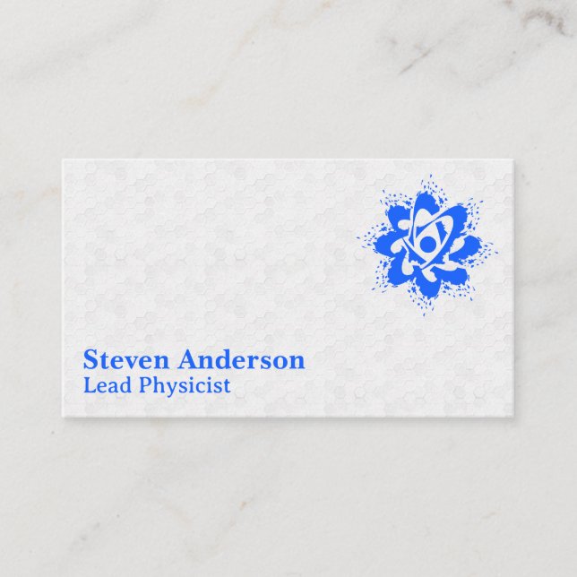 Blue Atom Logo | Science | Physics  Business Card (Front)