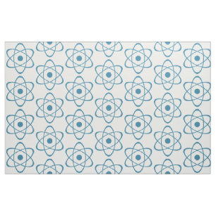 Blue Atom Symbol Fabric