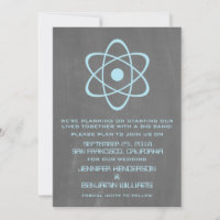 Blue Atomic Chalkboard Save the Date Invite