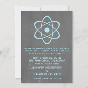 Blue Atomic Chalkboard Save the Date Invite