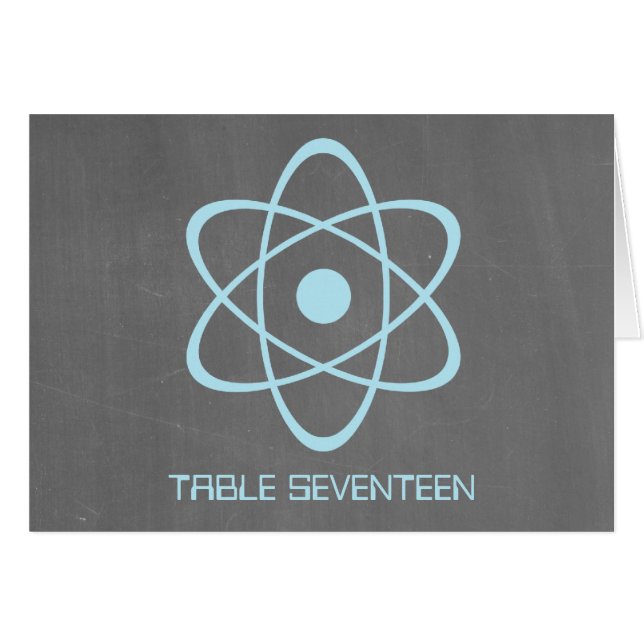 Blue Atomic Chalkboard Table Number Card (Front Horizontal)