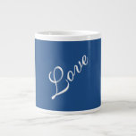 Blue Attractive Calligraphy Love Wedding  Large Coffee Mug<br><div class="desc">You can easily change the fonts and colours. You can also add your logo and the background image as you like.</div>