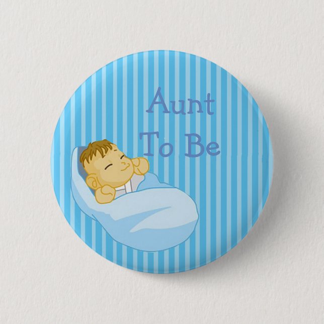 Blue Aunt To Be Baby Shower Button (Front)