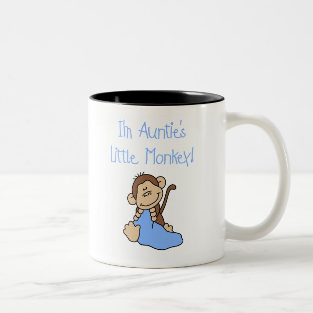 Blue Auntie's Monkey Two-Tone Coffee Mug (Right)