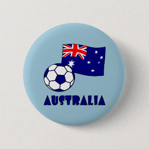 Blue Australia Soccer Ball Flag Blue Background 6 Cm Round Badge