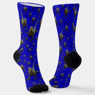 Blue Australian Bearded Dragon Lizard, Crew Socks