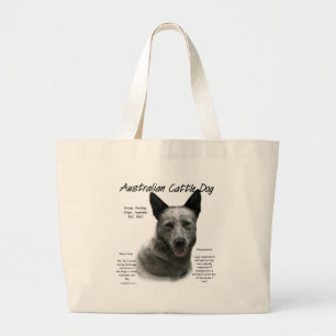 Blue Australian Cattle Dog History; Blue ACD Large Tote Bag