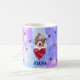 Blue Australian Shepherd Valentine's Day Gift Dog Coffee Mug