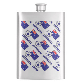 Blue Australian Soccer Ball and Flag  Hip Flask