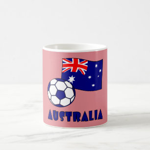 Blue Australian Soccer Ball Flag Pink Background  Coffee Mug