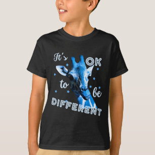 Blue Autism Awareness Cute Giraffe Its Ok To Be Di T-Shirt