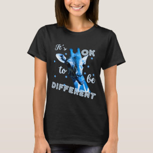 Blue Autism Awareness Cute Giraffe Its Ok To Be Di T-Shirt