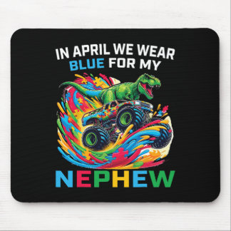 Blue Autism Awareness Nephew T Rex Monster Truck D Mouse Pad