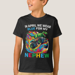 Blue Autism Awareness Nephew T Rex Monster Truck D T-Shirt