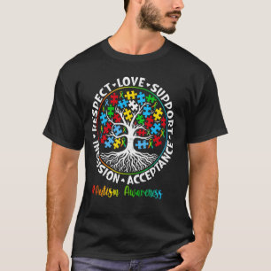 Blue Autism Awareness Respect Love Support Inclusi T-Shirt