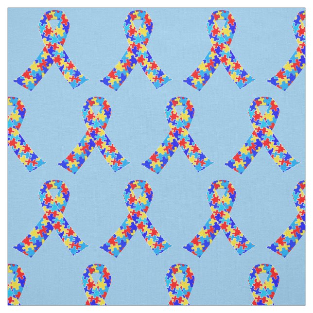 Blue Autism Awareness Ribbon Fabric (Swatch)
