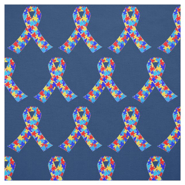 Blue Autism Awareness Ribbon Fabric (Swatch)