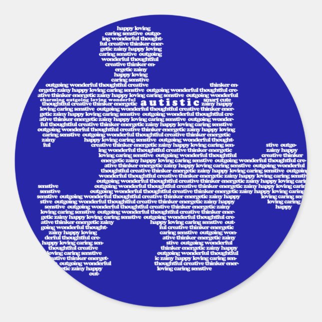 Blue Autism Puzzle Peice Classic Round Sticker (Front)