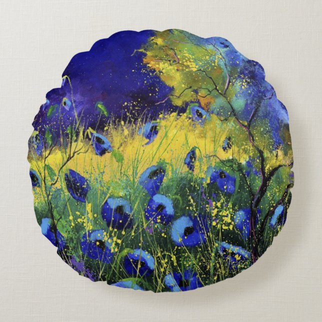 Blue autumn, Art  Round Cushion (Front)