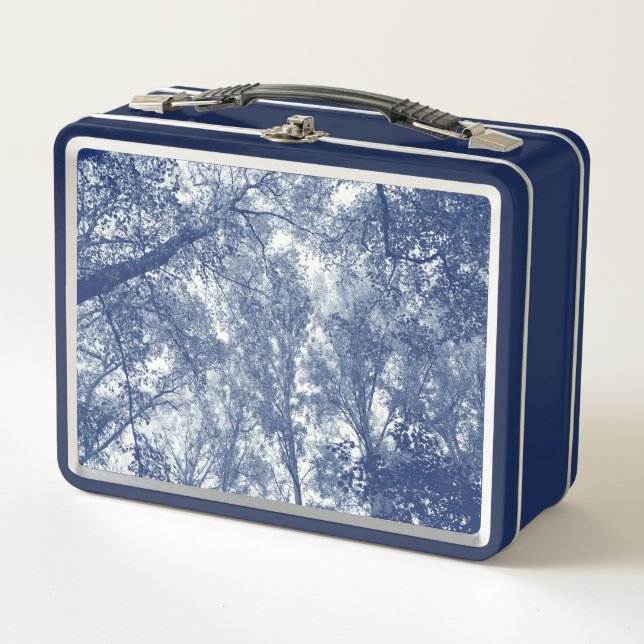 Blue Autumn - Cyanotype Effect Metal Lunch Box (Front)