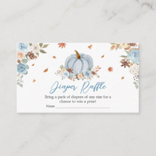 Blue Autumn Little Pumpkin Baby Diaper Raffle Enclosure Card