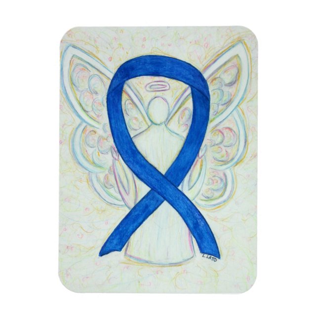 Blue Awareness Ribbon Angel Art Magnet (Vertical)
