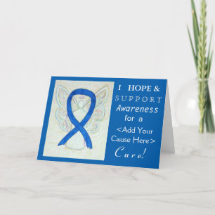 Blue Awareness Ribbon Angel Custom Cause Cards