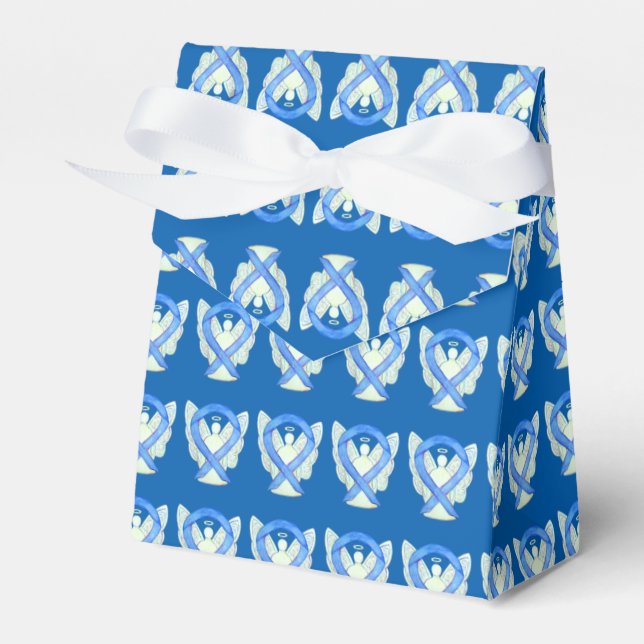 Blue Awareness Ribbon Angel Custom Party Favour Bo Favour Box (Front Side)