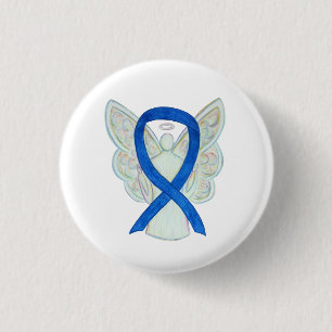 Blue Awareness Ribbon Angel Customised Button Pins