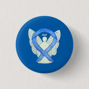 Blue Awareness Ribbon Angel Customised Button Pins