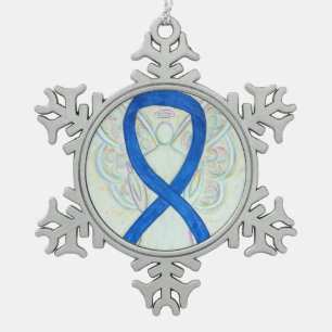 Blue Awareness Ribbon Angel Customised Ornament