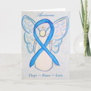 Blue Awareness Ribbon Angel Holiday Greeting Card