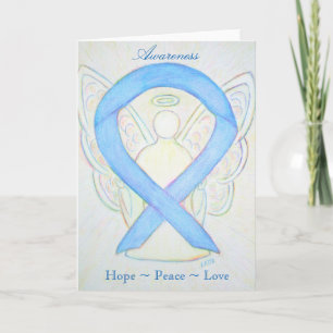 Blue Awareness Ribbon Angel Holiday Greeting Card