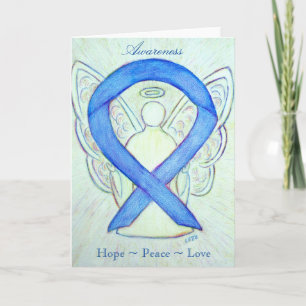 Blue Awareness Ribbon Angel Holiday Greeting Card