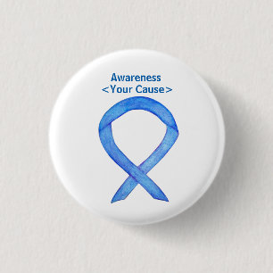 Blue Awareness Ribbon Art Customised Message Pins