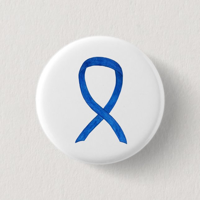 Blue Awareness Ribbon Art Customised Message Pins (Front)