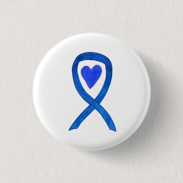 Blue Awareness Ribbon Art Customised Message Pins (Front)