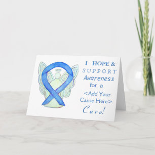 Blue Awareness Ribbon Custom Angel Custom Cards