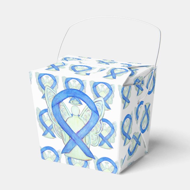 Blue Awareness Ribbon Custom Take Out Favour Boxes (Front Side)