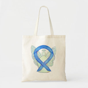 Blue Awareness Ribbon Custom Tote Bag