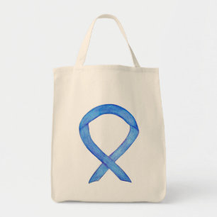 Blue Awareness Ribbon Custom Tote Bag