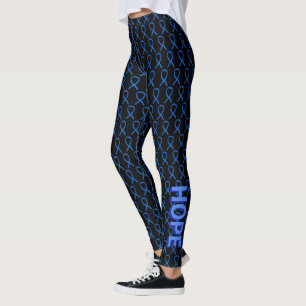 Blue Awareness Ribbon Custom Words Leggings